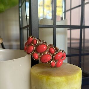Coral Color Vintage Stretch Bangle Bracelet